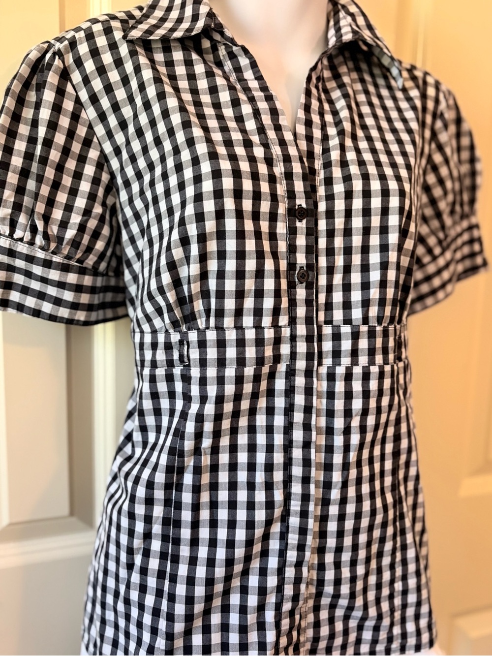 Fred David Black and White Gingham Shirt, size L